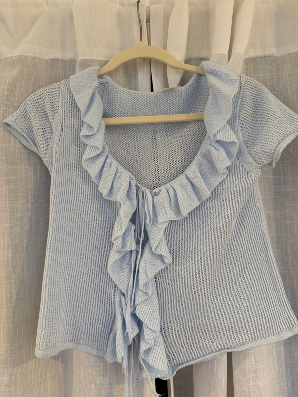 wild fable Light Blue Ruffle Knit Top